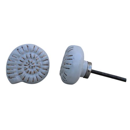 White Shell Flat Ceramic Knob